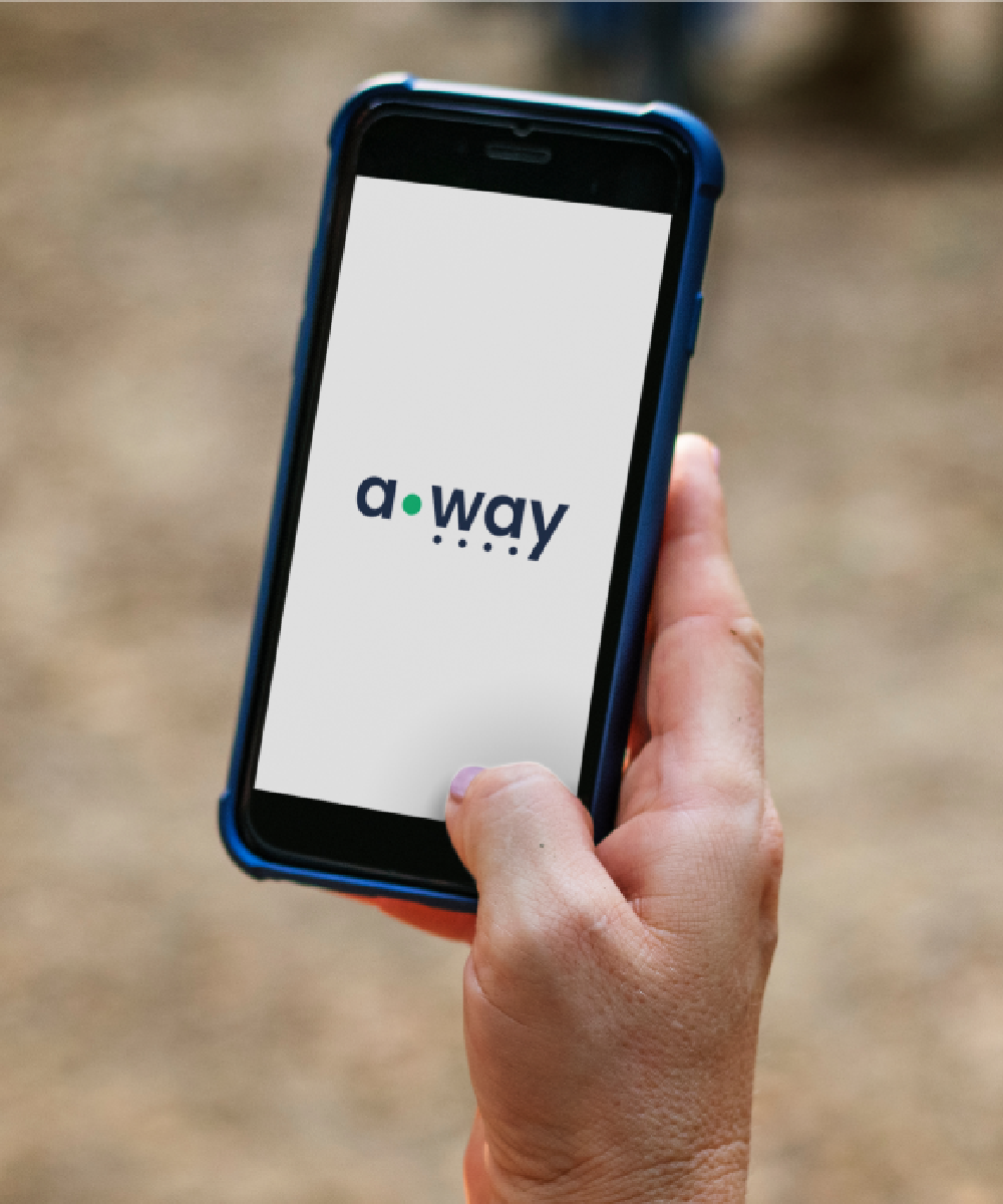 AWAY Mobile Application landing screen 